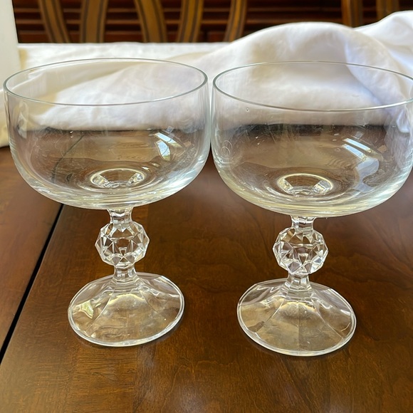Czech Bohemian clear Crystal Goblets Sterna Design set of 2 champagne coupe - Picture 1 of 7